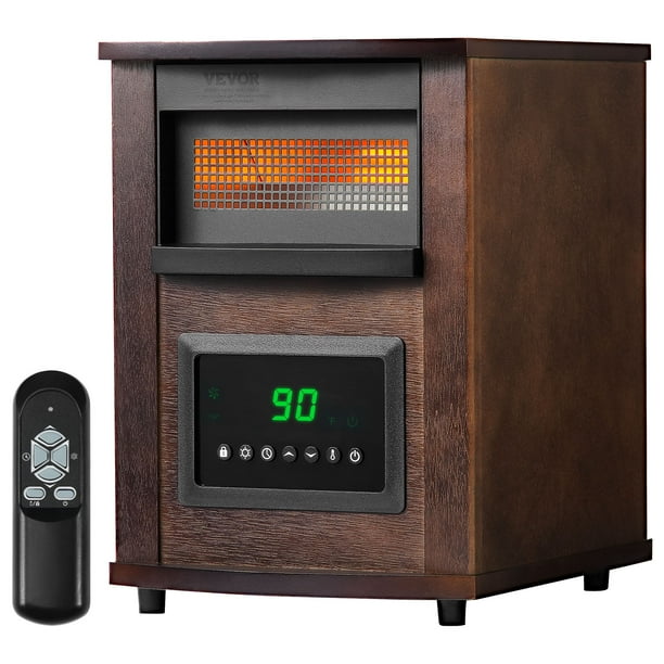 VEVOR Calentador electrico infrarrojo de 1500 W con pantalla LED y temporizador ajustable.