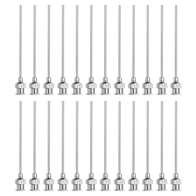 Uxcell 24 Pcs 17G 2 Inch Blunt Tip Dispensing Needle with Lure Lock for Refilling Liquid Inks Adhesives