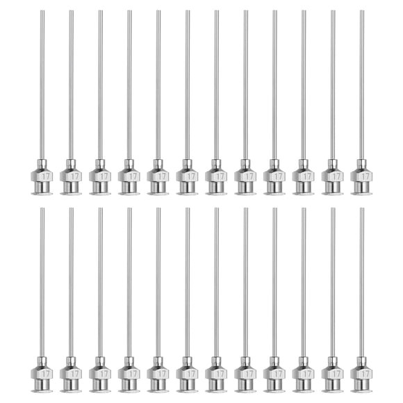 Uxcell 24 Pcs 17G 2 Inch Blunt Tip Dispensing Needle with Lure Lock for Refilling Liquid Inks Adhesives