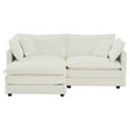 thumbnail image 3 of 76.7" Sectional Sofa Couch, Modern Upholstered Loveseat Sofa with Ottoman & Pillows, 2 Seater L-Shaped Sectional Couch Deep Seat Chenille Fabric Sofa for Living Room Apartment Small Space, White, 3 of 6