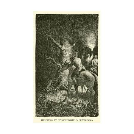 Hunting by Torchlight in Kentucky Print Wall Art