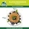 thumbnail image 4 of 125 Platos Redondos 100%  Compostable  22.5 cm / 9 x 9 Pulgadas Color Blanco Berry Green PLR9B, 4 of 5
