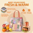 thumbnail image 5 of Pioneer Flower Floral Print Pattern Insulated Lunch Bag for Women & Adults,Large Portable Soft Cooler Lunch Bag,Thermal Food Storage Tote with Pearl Cotton,8.66L,8.75x5.75x9.5 Inch, 5 of 6
