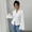 White, variant on Womens Bell Sleeve Button Down Shirt V Neck Ruched Collared Work Blouse Top Women Shirts