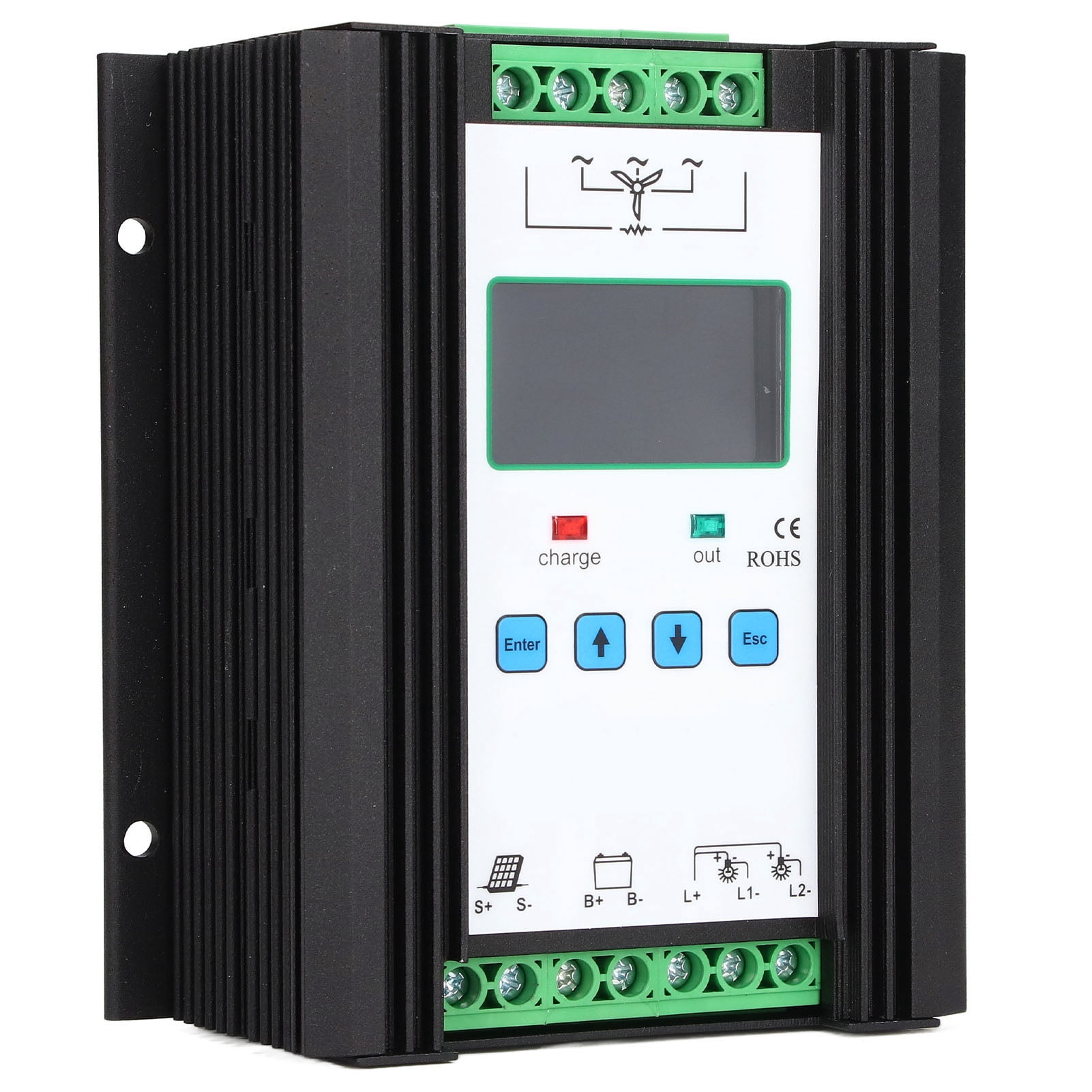 Ouitble Controlador hbrido Solar elico, Controlador hbrido Solar elico Control Inteligente Digital Regulador Solar elico 12V 24V 600W