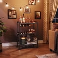 thumbnail image 3 of Bar Cart, 3-Tier Coffee Cart with Wheels, Kitchen Cart, Wine Cart with Wine Rack and Glass Holder, Rolling Serving Cart for Home, Living Room, Party, Bar, Greige and Black BG35TC01G1, 3 of 9