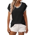 thumbnail image 1 of Suéter Sin Mangas para Mujer, Informal, con Cuello en V y Mangas , Tejido de Punto, Color Negro, Talla M, 1 of 9