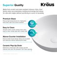 thumbnail image 6 of KRAUS Viva Round White Porcelain Ceramic Vessel Bathroom Sink with Pop-Up Drain, 16 1/2 in. D x 5 1/2 in. H, 6 of 16