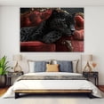 thumbnail image 4 of Mudket Black Panther on Red Velvet Sofa Canvas Wall Art, Luxury Animal Print Room Decor for Bedroom Living Room, Glam Wall Art for Women & Men - 20"L x 16"W, 4 of 10