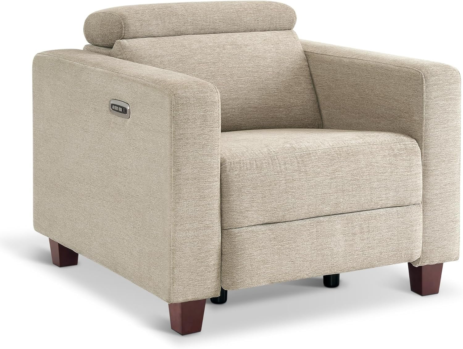 MCombo High Leg Power Recliner Chair with Adjustable Headrest and USB A/C Charge Ports for Living Room, Office, and Small Spaces (Fabric HL128, Beige)