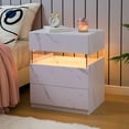 thumbnail image 3 of Night Stand Set 2 LED Nightstands for Bedroom Set of 2 Modern Bedside Table with 3 Drawers End Side Table, 3 of 16