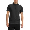 thumbnail image 2 of GrmtClth Men's Quarter Zip Athletic Shirt Short Sleeve Raglan Sleeve Performance Top Quick-Dry Gym Running Sports Activities T-Shirt Black 3XL, 2 of 4