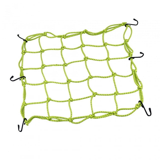 Redes de carga pequeñas para equipaje de motocicleta de 40 cm x 40 cm con ganchos metálicos y elásticos resistentes. Verde