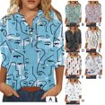 thumbnail image 4 of Guardurnaity Blusa informal de manga corta con cuello en V para mujer, jersey con botones, camisa para oficina, Top de viaje para mujer, ropa de Prendas para la parte del cuerpo Tipo 2 XL, 4 of 6