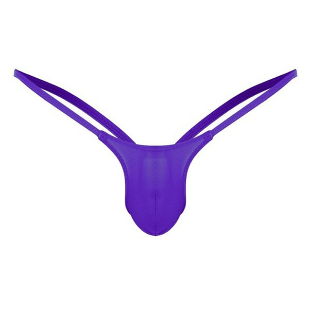 WZXFASHION Open Back Mens Underpants Low Rise Briefs G-string Thong Underwear Intimates Purple M