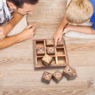 Glintoper Tic Tac Toe & 4 in a Row Tables Game Set, Classic Board Line Up 4  Game for Living Room Rustic Table Decor and Use as Game Top Wood Guest