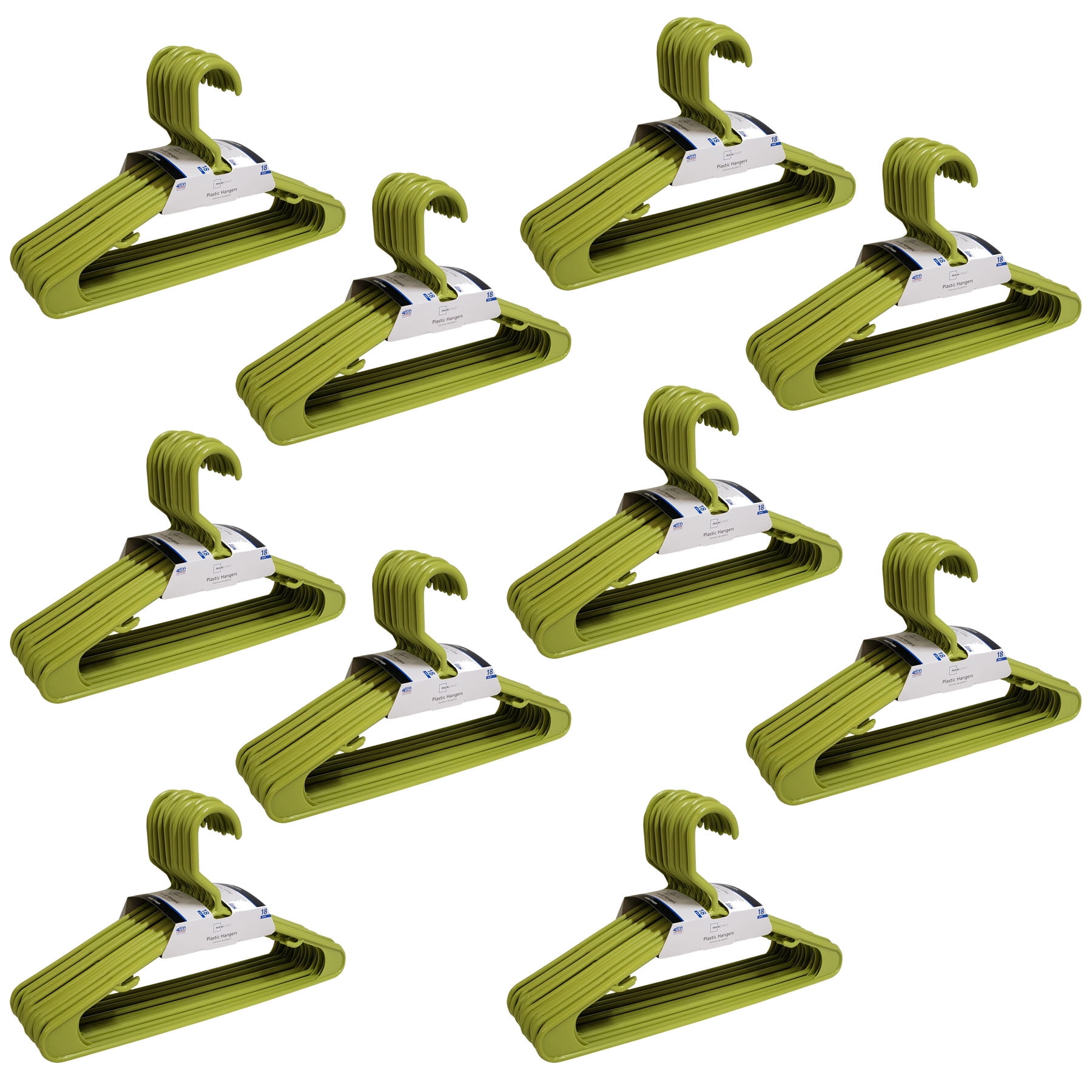 Mainstays Tubular Plastic Garment Hangers, Set of 180, Kiwi