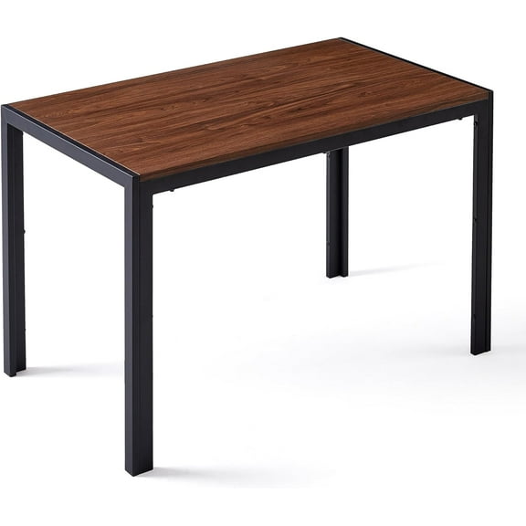 NORDICANA Industrial Dining Table Walnut with Metal Frame, 47" Rectangular Kitchen Table Imitation Wood Home Office Desk Wooden Kitchen Table with Thick Tabletop for Small Spaces, Apartment