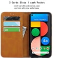 thumbnail image 3 of Google Pixel 5 Wallet Case,Pixel 5 Folio Flip Case,ID&Credit Cards Slots Holder Pocket PU Leather Stand Feature and Strong Built-in Magnet Shockproof Case for Google Pixel 5,Khaki+Brown, 3 of 7