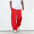 thumbnail image 6 of Baggy Sweatpants Men Casual Drawstring Waist Lightweight Wide Leg Sweat Pants for Men Red 2XL, 6 of 6