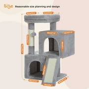 PAWZ Road 30 Cat Tree Condo with Sisal Scratching Post Tower Ramp for Indoor Cats, Gray