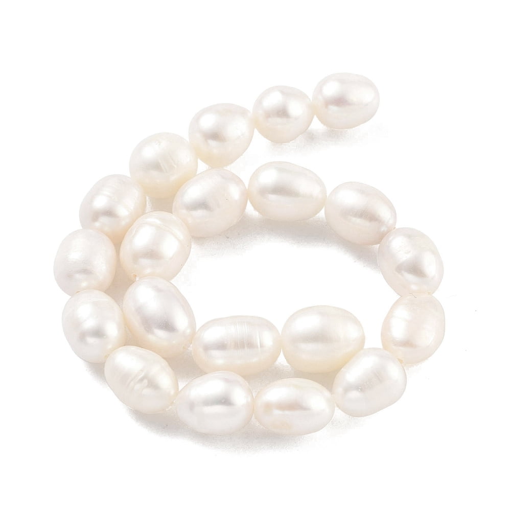 4strands Cultured Freshwater Pearl Beads Strands Rice Grade 3A White 7~8mm Hole: 0.6mm about 21~22pcs/strand 6.89''~7.09''(17.5~18cm)