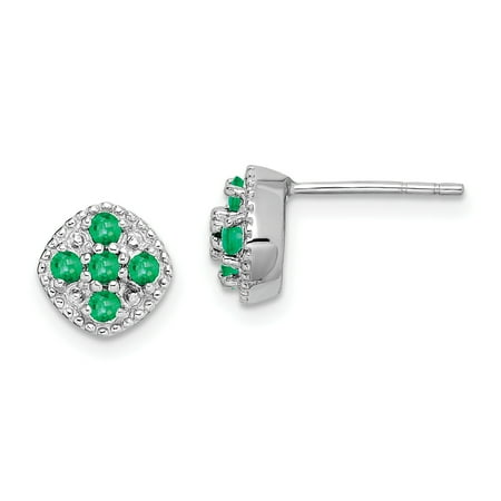 Emerald Loose Gem - Sterling Silver Emerald Square Post Earrings. Gem Wt- 0.36ct (7MM)
