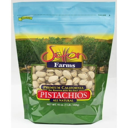 Salted California Pistachios - Setton Farms Pistachios, Dry Roasted with Sea Salt, 16 Oz