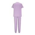 thumbnail image 4 of Womens Scrubs Set Two Piece Outfits V Neck Short Sleeve Cute Scrub Nursing Top Medical Scrubs High Waisted Scrubs Joggers Pants Pantalones De Chef Para Mujer, Purple L, 4 of 7