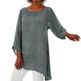 thumbnail image 2 of Gray Women's Long Sleeve T-shirt, Women Plus Size Long Sleeve Irregular Hem Baggy Blouse Shirt Ladies Summer Tunic Tops,Women's Long sleeve T-shirt M, 2 of 5