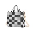 thumbnail image 7 of FORMRS Womens Corduroy Tote Bag Crossbody Shoulder Handbag with Pocket, Black and Gray Plaid Pattern, 7 of 7