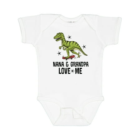 

Inktastic Nana and Grandpa Love Me Dinosaur Grandson Gift Baby Boy Bodysuit