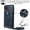 thumbnail image 6 of PU Leather Wallet Case for iPhone 11 Pro Max Necklace Lanyard Case Cover with Card Holder Adjustable Detachable Anti-Lost Neck Strap for Apple iPhone 11 Pro Max 6.5",Blue, 6 of 18