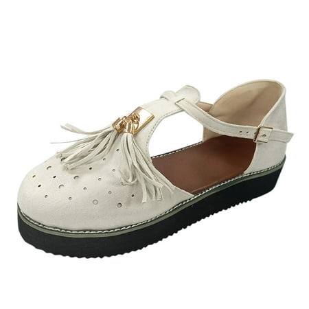 

Sandals for Girls Summer Women s Ladies Fashion Casual Platform Fringe Tassel Hollow Out Sandals Shoes Flock