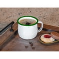 thumbnail image 5 of Red Co. Set of 4 Enamelware Metal 12 Oz Round Camping Mugs with Handle, Solid White/Dark Green Rim, 5 of 9