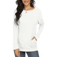 thumbnail image 3 of Womens Casual Loose T Shirts Long Sleeve Blouses Tunic Tops with Pockets, 3 of 4