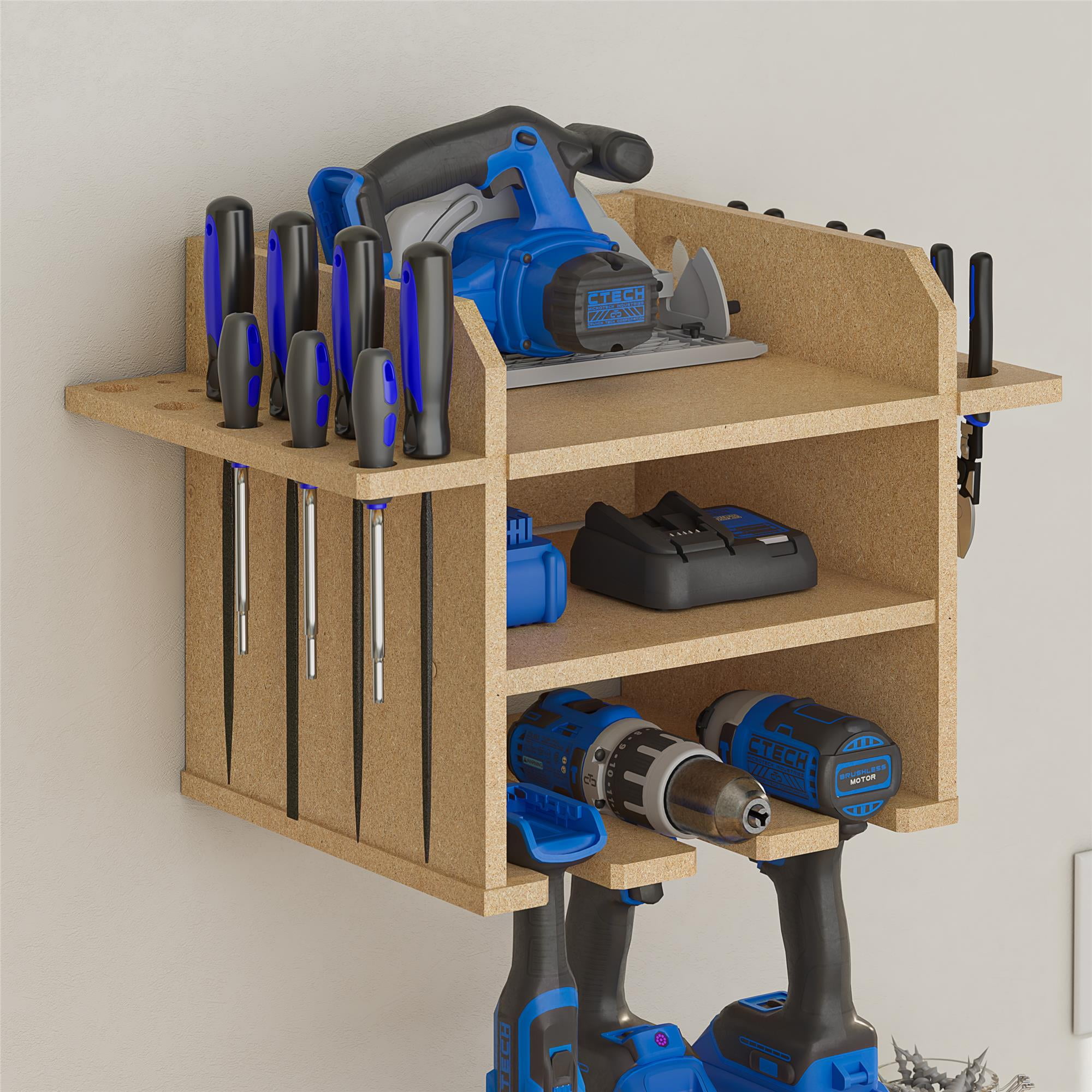 Benford Narrow Hanging Wall Mount Tool Organizer, Raw Board