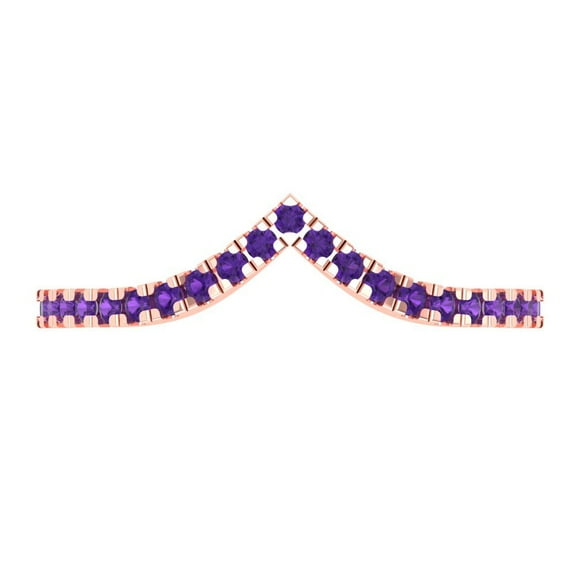 0.1725 ctw Wedding Band for Women - 18K Rose Gold Natural Amethyst Stackable Eternity Ring