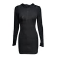 thumbnail image 3 of HJYCHN Women Elegant Warm Winter Sweater Knit Dress Long Sleeve Solid Color Fashion Mid-length Casual Outfit Black M, 3 of 7