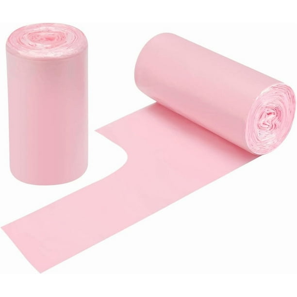 2-4 galones de bolsas de basura de mano, 60 pequeñas bolsas de basura de mano gruesas para la oficina, la cocina, los contenedores de basura del dormitorio, bolsas sólidas de basura (rosa)