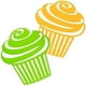 Paper cutout Yellow  green cupcake Decorations, 10ct – image 1 sur 1