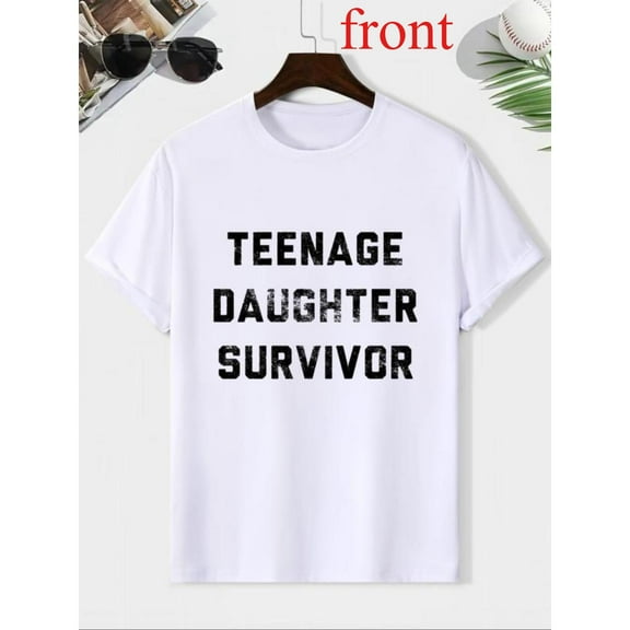 Men's Letter Print T-Shirt Round Neck Regular Fit Breathable Cotton Top Short Sleeve Round Neck White S-5XL