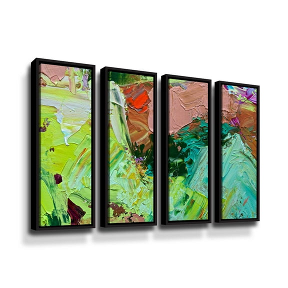 Artwall Exuberance is Beauty, 4 Piece Floater Framed Canvas Set by Allan Friedlander
