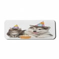 thumbnail image 1 of Birthday Computer Mouse Pad, Dog and Cat Domestic Animals with Birthday Party Cones and Cupcake Image, Rectangle Non-Slip Rubber Mousepad Large, 31" x 12" Gaming Size, White and Brown, by Ambesonne, 1 of 2