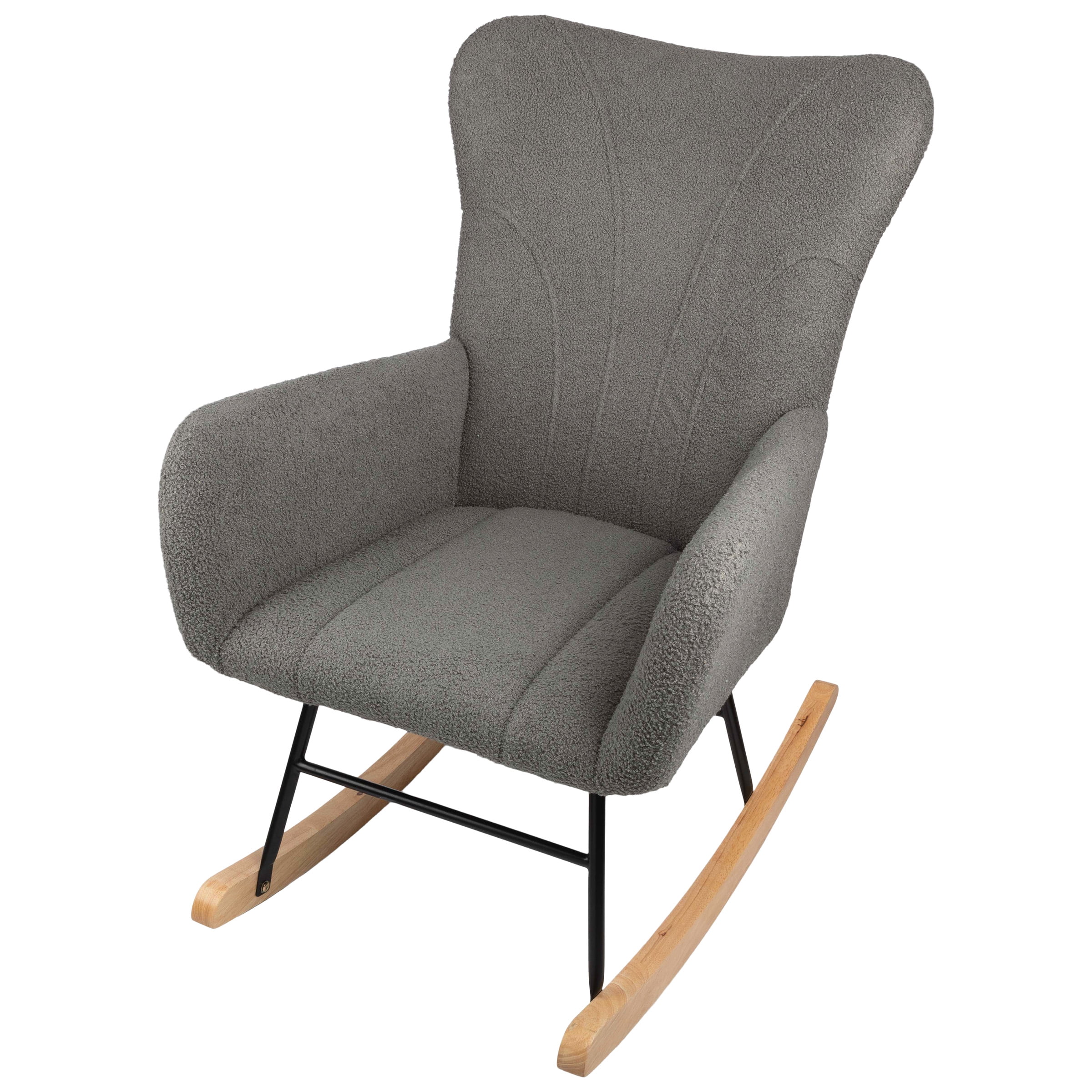 Lavish Home Teddy Upholstered Rocking Chair for Bedroom (Gray)