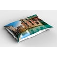 thumbnail image 2 of Ambesonne Venice Pillow Sham 2 Pack, Italy City Water Canal, 30"x20", Teal Grey Red, 2 of 3