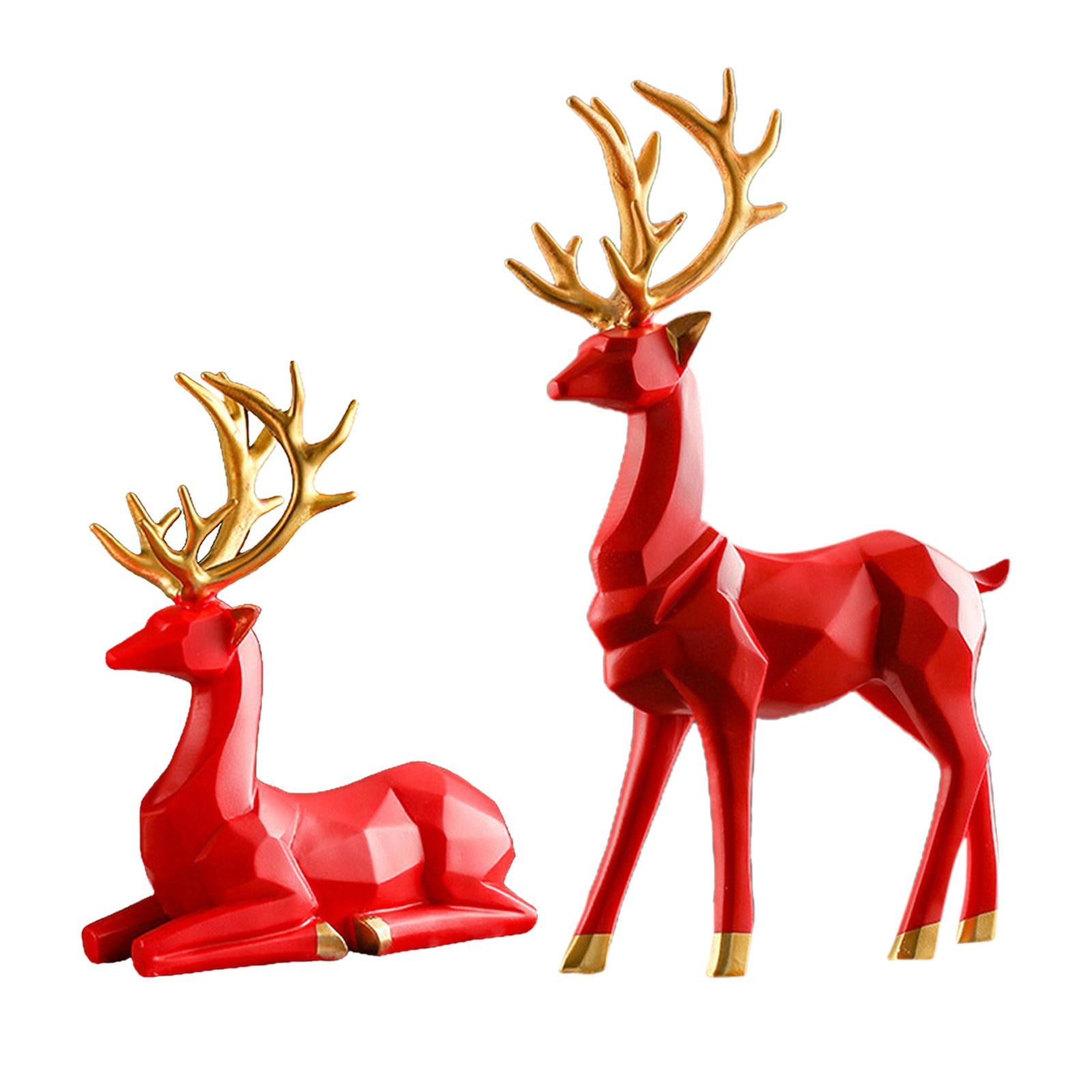 2Pcs Deer Statues Reindeer Figurines Origami Elk Decoration Modern