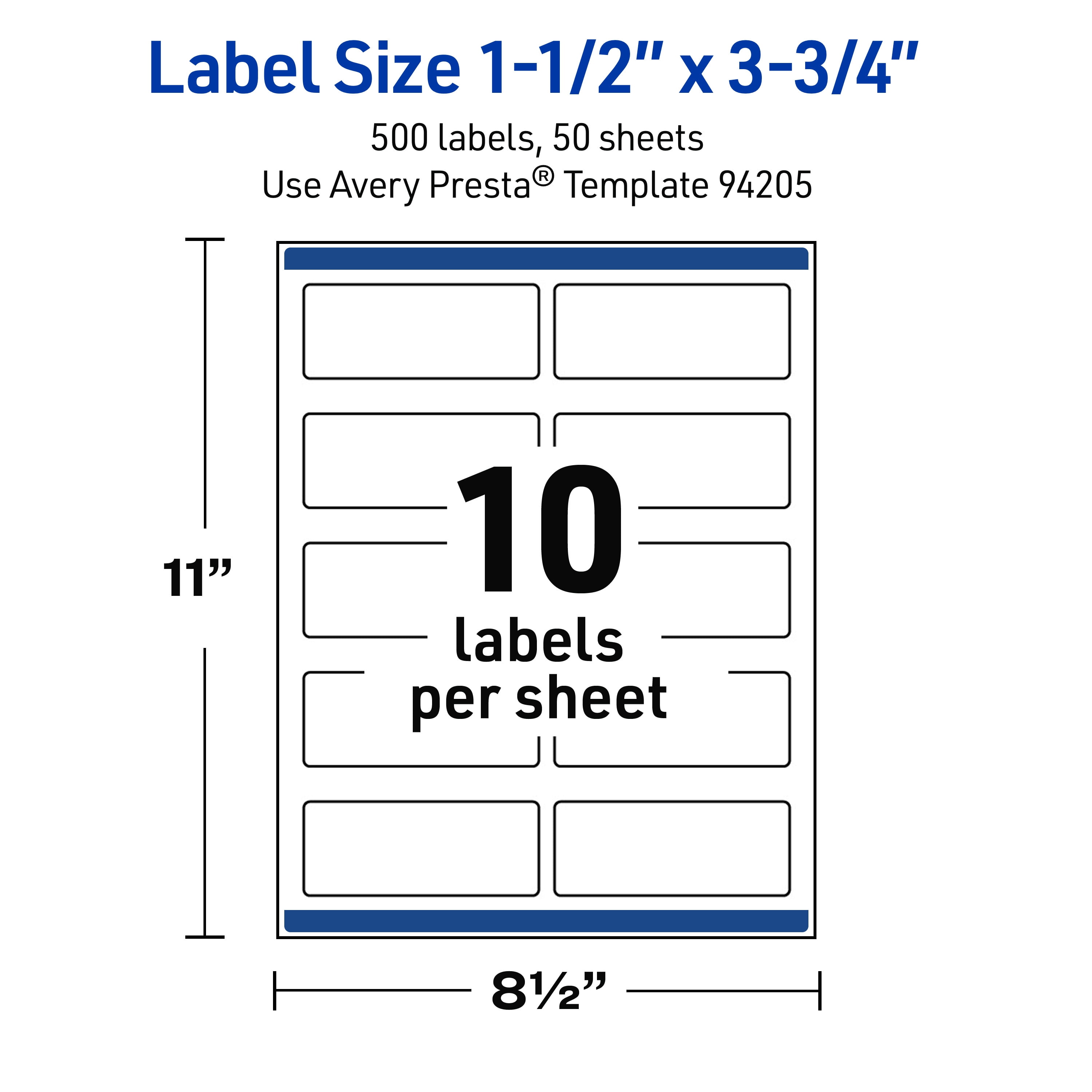Avery Waterproof Rectangle Labels, 1.5" x 3.75", 500 Total
