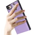 thumbnail image 2 of Wallet Cases for iPhone SE 2022/SE 2020/7/8 with Card Holder 4.7",PU Leather Magnetic Clasp [360° Rotatable Ring Holder Kickstand] Heavy Duty Flip Case for Women Girls,(Purple), 2 of 7