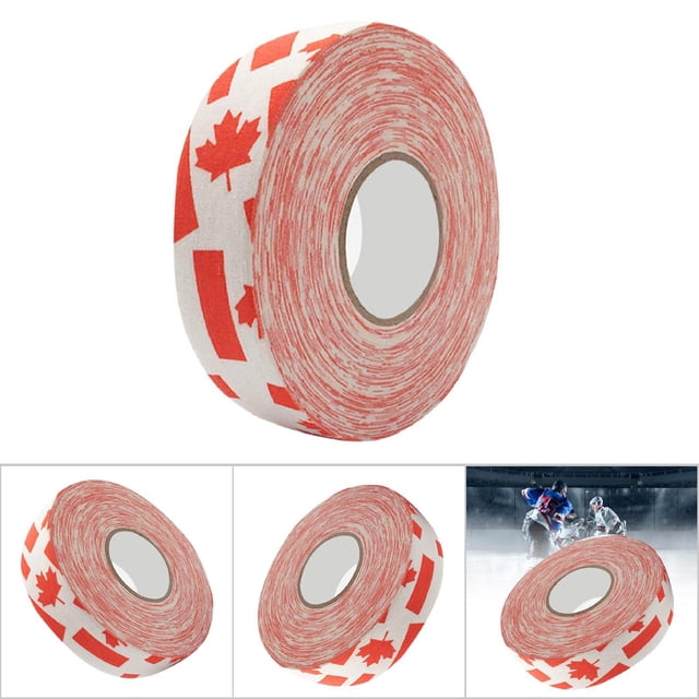 Hockey Protective Tape Badminton Pole Tape Hockey Stick Tape Wear Anti Skid Strong Adhesion for Hockey Badminton Racket and Pole Protection 2.5cm X 25m Red Maple Leaf & Stripes
